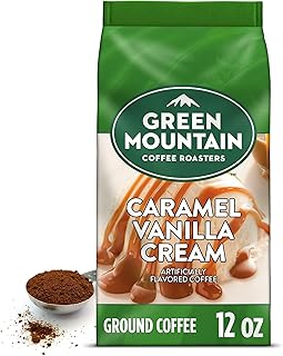 Green Mountain Coffee Roasters, Caramel Vanilla Cream, Ground Flavored Coffee, Light Roast, Bagged 12oz.