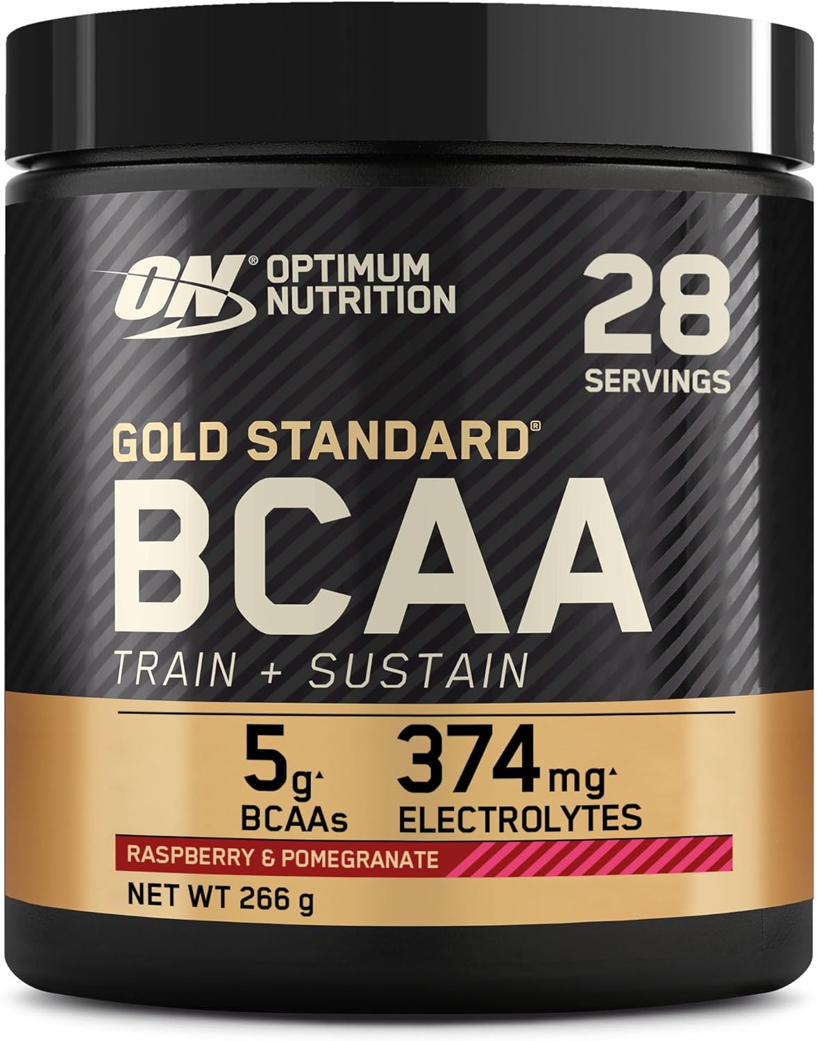 Optimum Nutrition Gold Standard BCAA Train + Sustain, Amino Acids Pre Workout Powder, Sports Drink with Vitamin C, Zinc, Magnesium and Electrolytes, Raspberry & Pomegranate Flavour, 28 Servings, 266 g