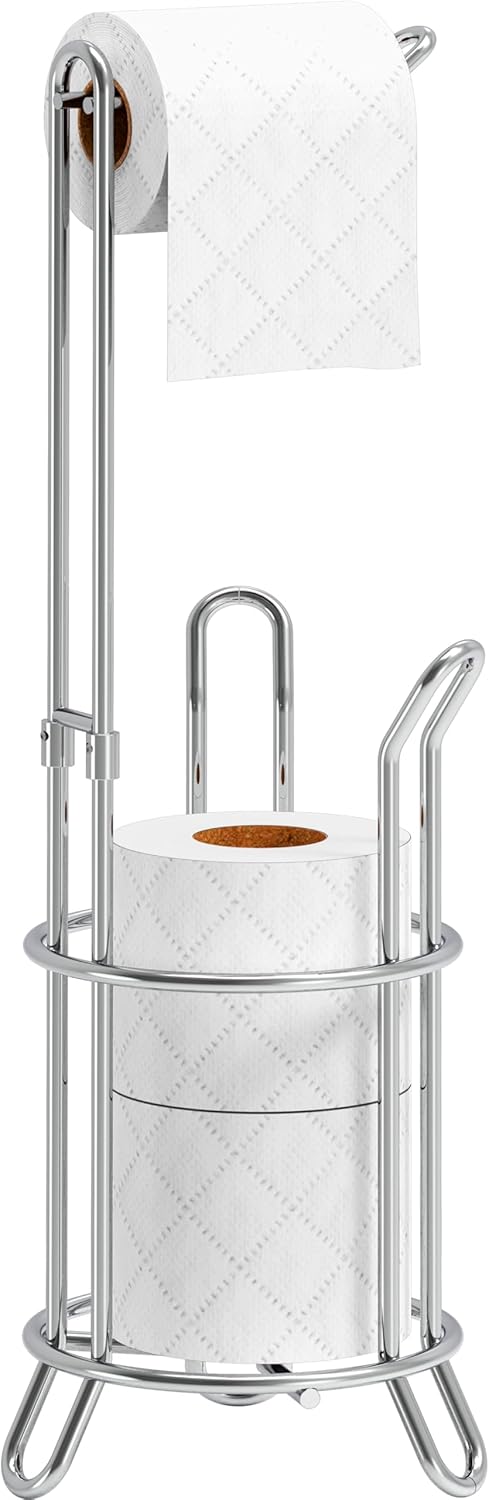Simple Houseware Bathroom Toilet Tissue Paper Roll Storage Holder Stand, Chrome
