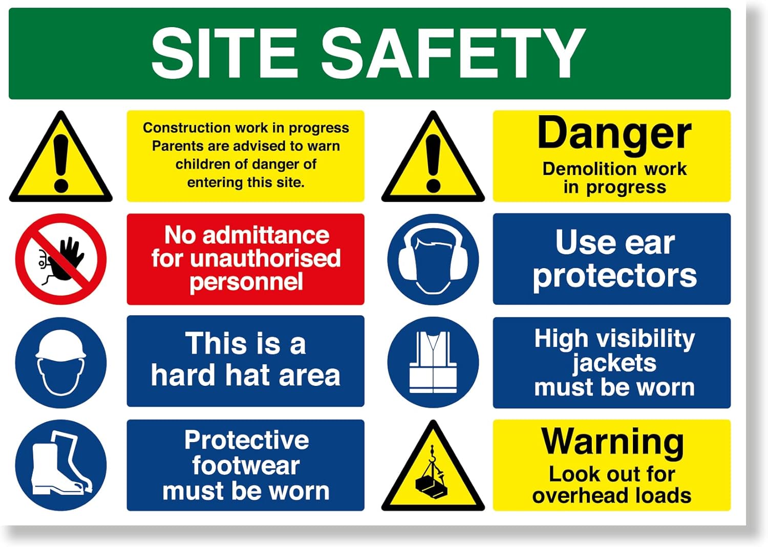 Site Safety Sign - 1 x A1 Safety Signs - A1 Extra Large 841mm x 594mm - Site Safety Sign - Warning Sign - 8mm Correx - Outdoor or Indoor Use - Building Site Safety - Punkcards