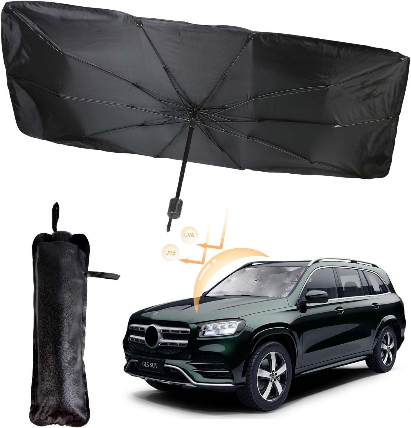 Iceten Car Windshield Sun Shade Umbrella 360° Rotation, Foldable Car Screen Protector, Front Window Sunshades, Blocks UV, Keeps Vehicle Cooler