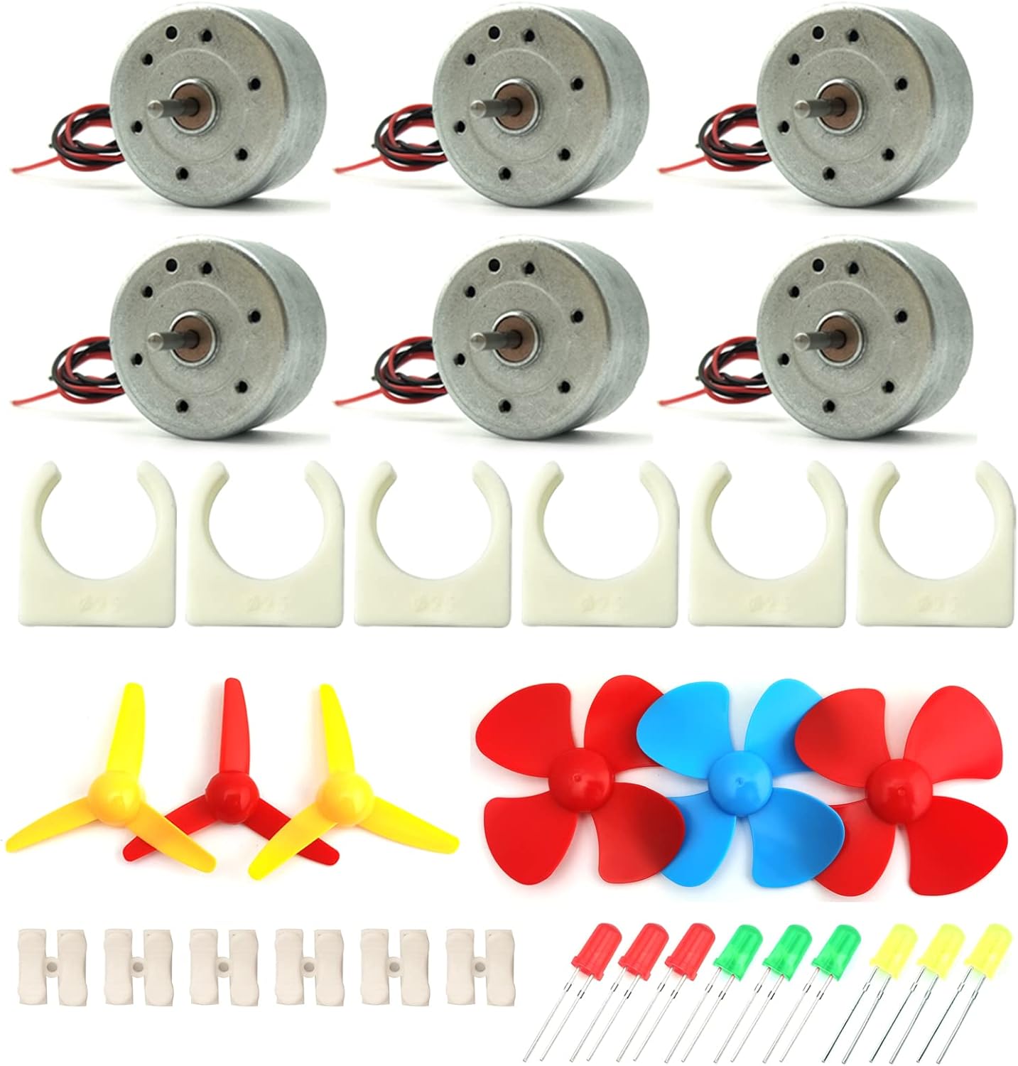 EUDAX Mini Generator Motors 3V-12V DC Motor Electric Motor for DIY Toys Wind Turbine Generator Hand Cranked Power Generator Model (Plastic Motor Holder)