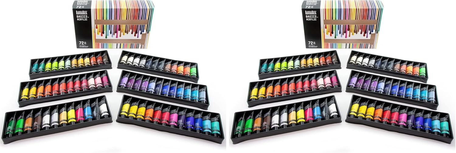 Liquitex Basics Acrylic Paint Set, 72 x 22ml (0.74-oz) Tubes 1 Count (Pack of 2)