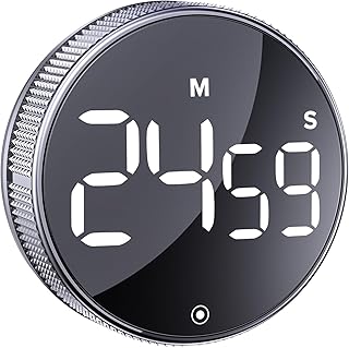 BlueSnail Kitchen Timer, Productivity Timer with LED Digital Display, Smart Timer for Home Classroom Gym Office, Volume and Brightness Adjustable Efficana Timer (Silvery)