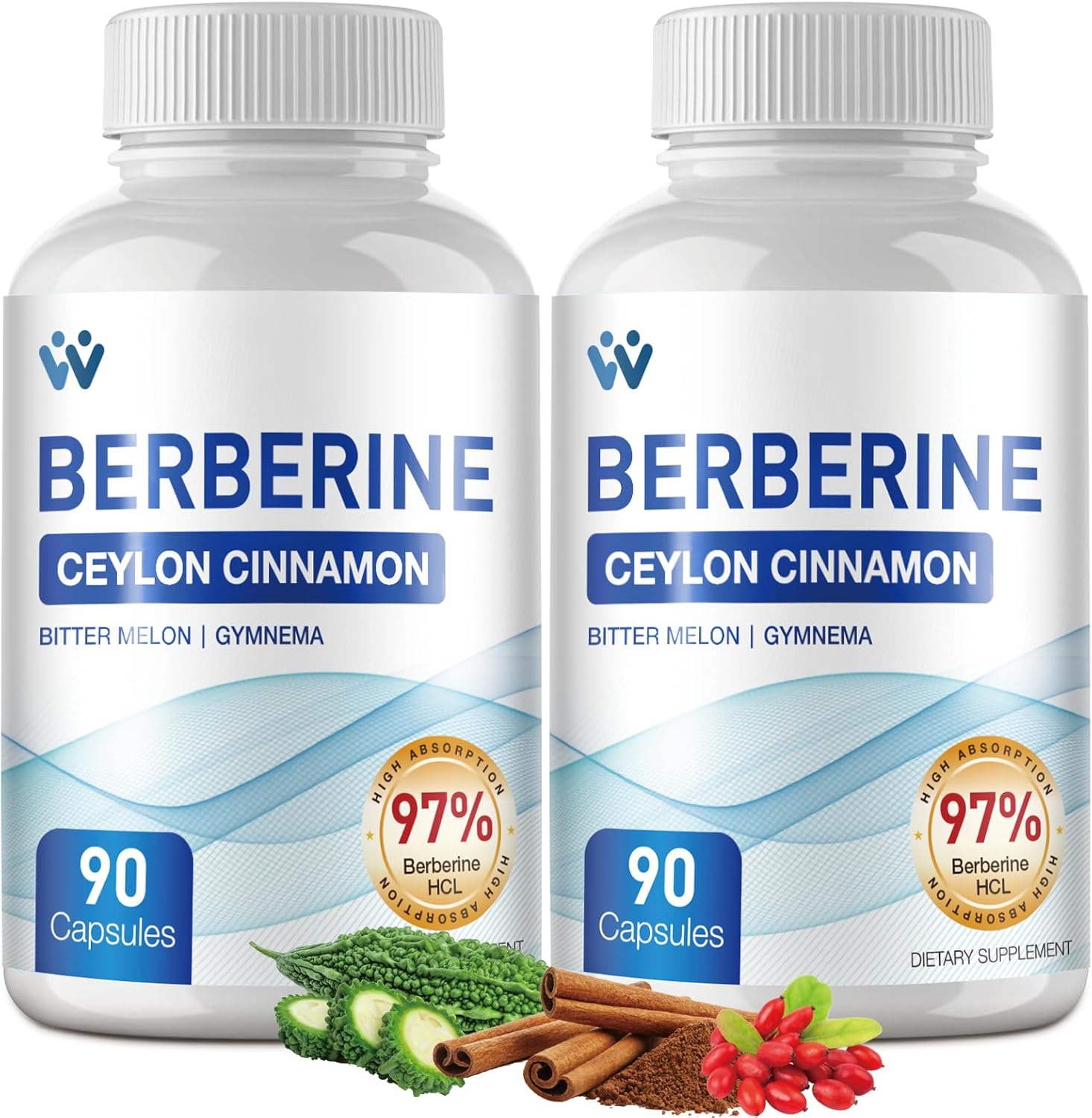 Berberine Supplement 1500mg - Berberine with Ceylon Cinnamon, Berberine HCl 97% Purity Complex Supplements, Non-GMO Vegan - 180 Capsules