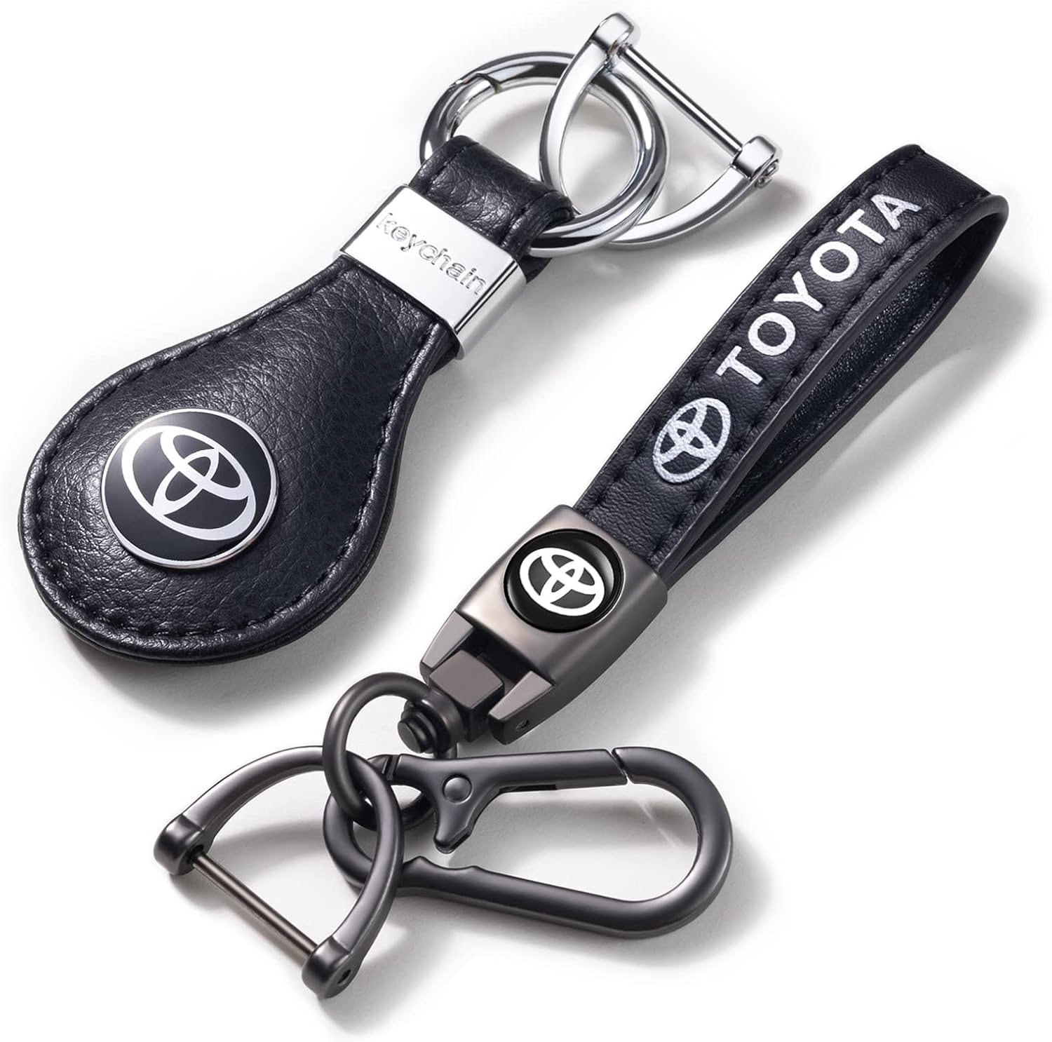 meisuH 2 Packs Car Keychain Keyring for,Leather Car Keychain,Women/Men's Key Chains for Vehicles,Auto Keyring Lanyard for Key Fob Holder