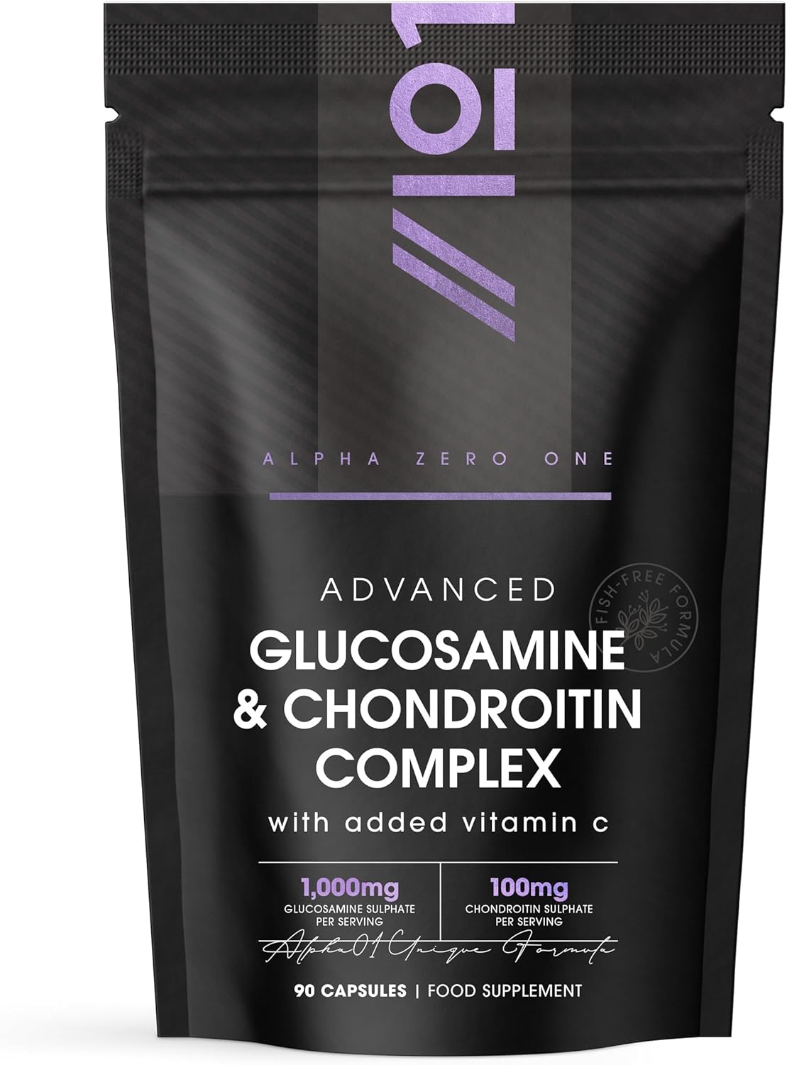 Glucosamine & Chondroitin Complex - 90 Capsules - with MSM, Boswellia, Rosehip, Ginger & Turmeric - Made from Pasture Raised, Grass-Fed Bovine (45 Day Supply) by Alpha01