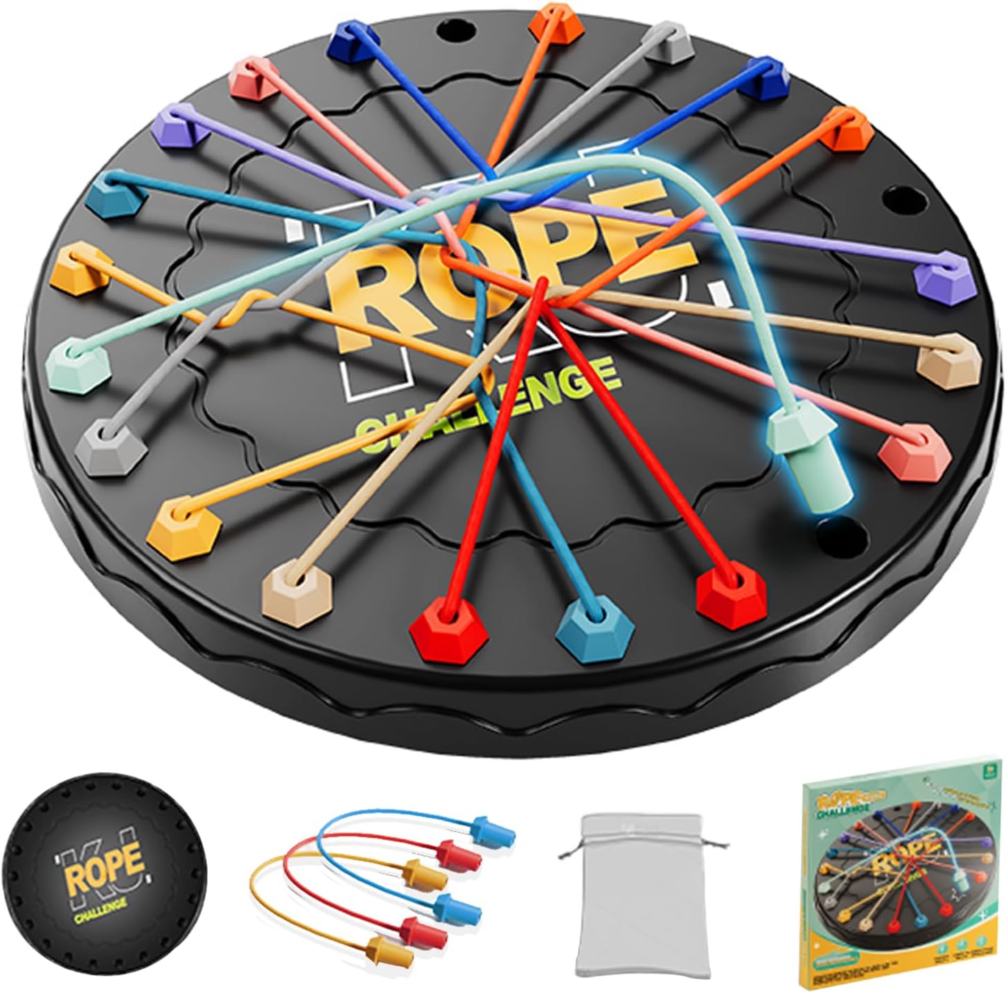 Rope Untangling Puzzle Game, Educational Strategy Board Game for Kids & Adults, Family Travel Party Games with Multi-Level Challenges, Gifts for All Ages(Large)