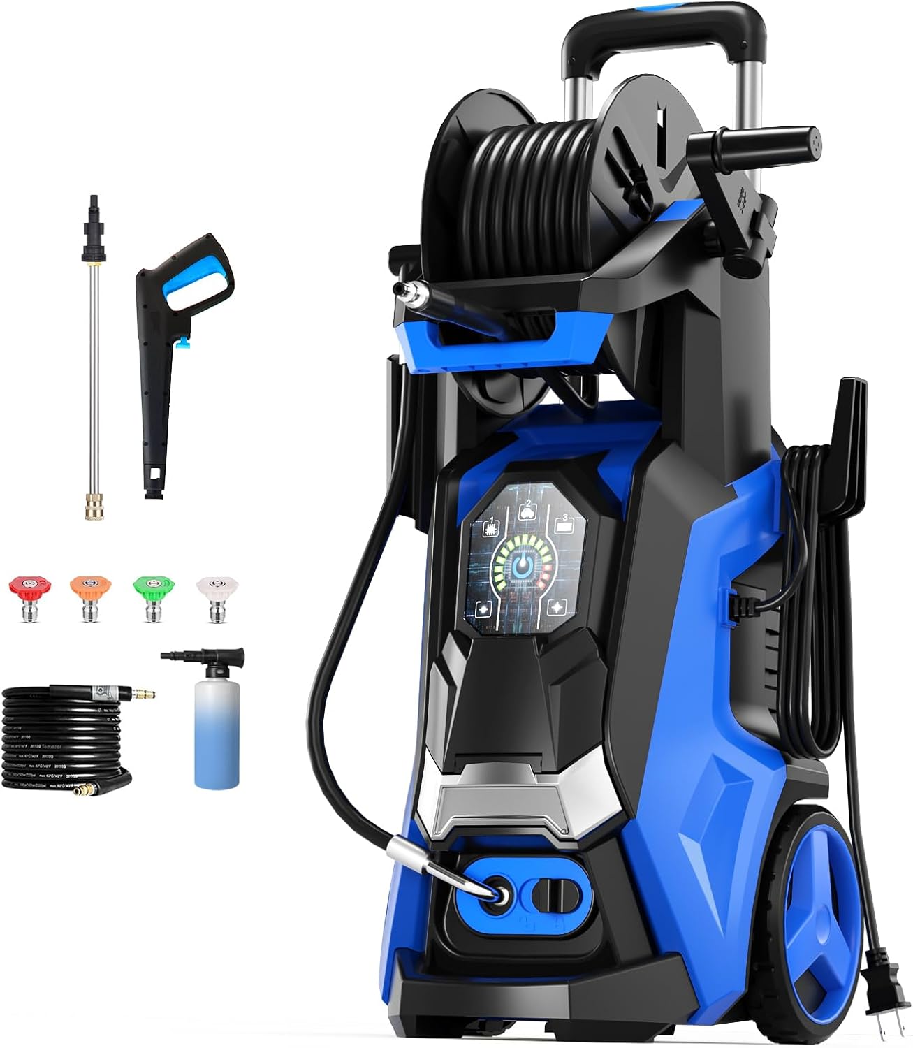 Electric Pressure Washer 5000PSI-Max 3.6GPM Power Washer Touch Screen Adjustable Pressure,4 Nozzles and 500ml Foam Cannon Power Washer Cleaning for Patio (Blue)