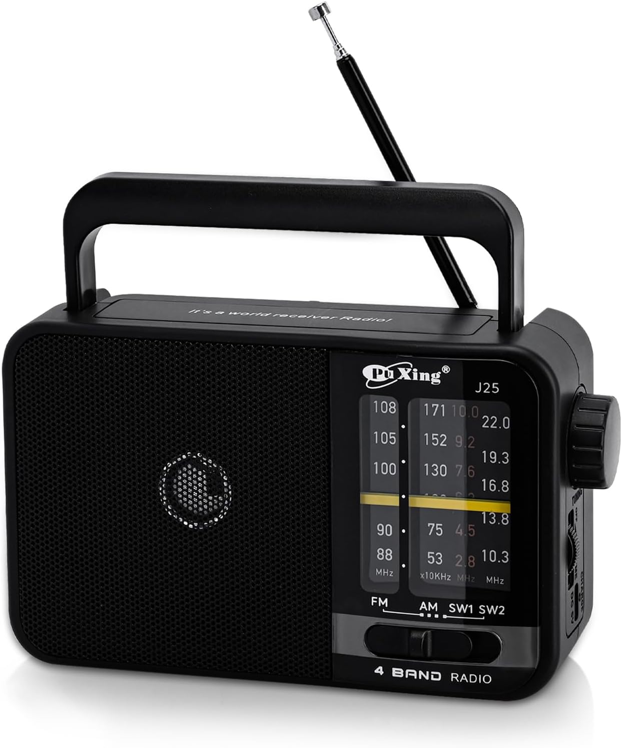 Portable FM AM Radio, Mains and Battery Radio for Home or Outdoor, Small Pocket with Excellent Reception, for Elderly, Easy to Use, Black