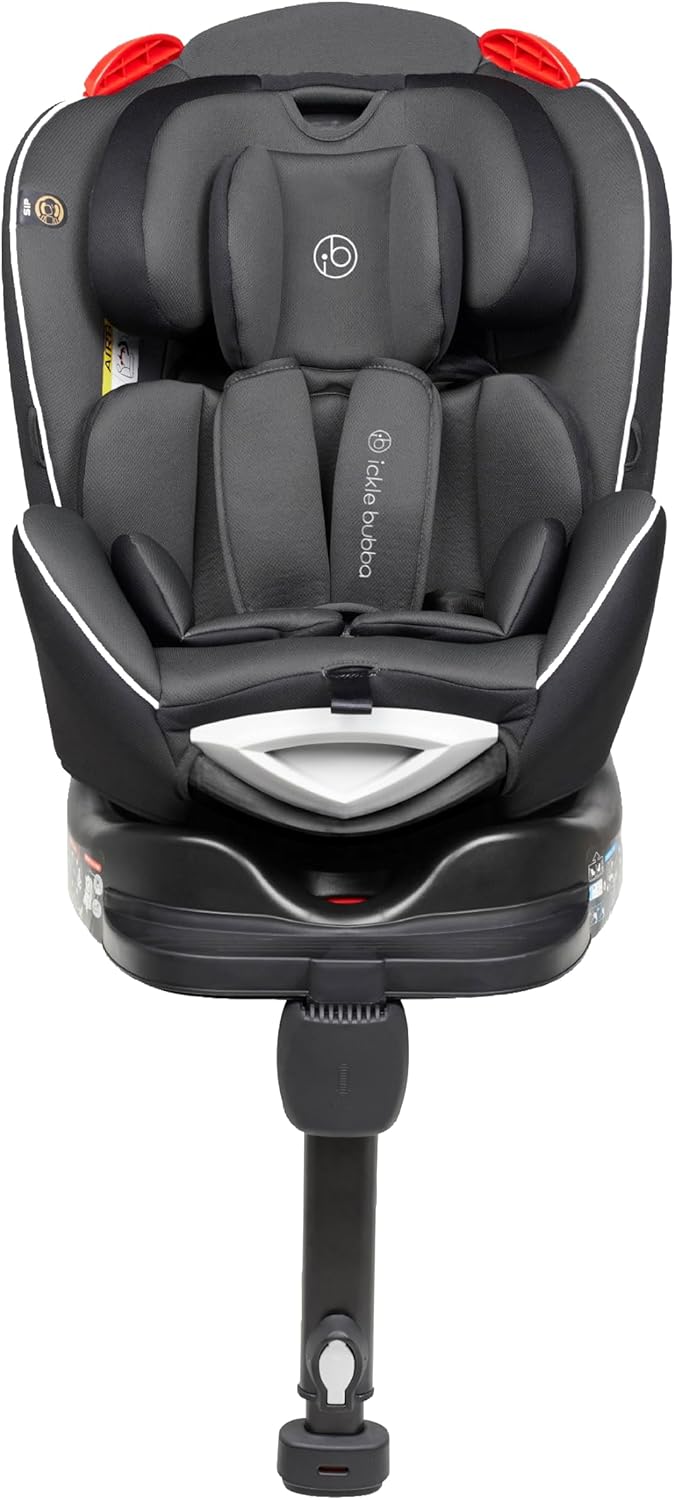 Ickle Bubba Radial Group 0+/1/2 Car Seat, Suitable from Birth to 25kg (Approx. 7 Years), 360 Degree Rotating Design for Easy Access & Integrated ISOFIX Base for Secure Installation - Grey/Black