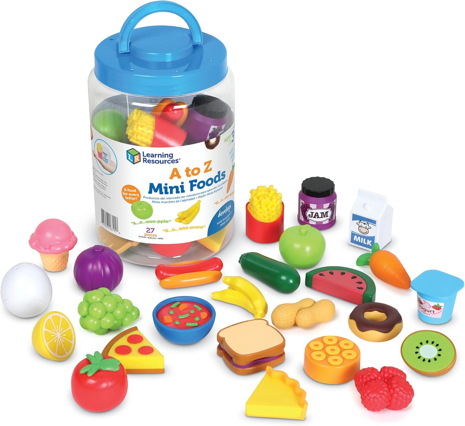Learning Resources A to Z Mini Alphabet Foods, Play Kitchen, Pretend Play, Preschool Toys, EYFS Resources, Ages 3 4 5+