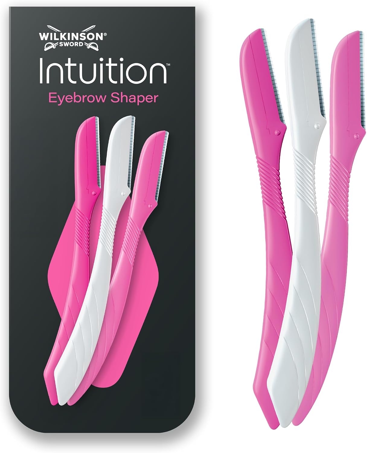 Wilkinson Sword Intuition Eyebrow Shaper for Women, Pack of 3 Disposable Razors, Exfoliating Dermaplaning Tool, Facial Hair Remover & Trimmer