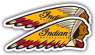 WSQ Indian Motorcycles Vintage War Bonnet Vinyl Premium Quality Multicolor for Car Bumper Truck Van SUV Window Wall Boat Cup Tumblers Laptop or Any Smooth Surface 2-Pack 4" Each
