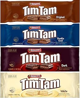ARNT'S Tim Tam Chocolate Biscuits - 4 Pack Favorites - Original, Dark, Double Coat, White - Imported from Australia