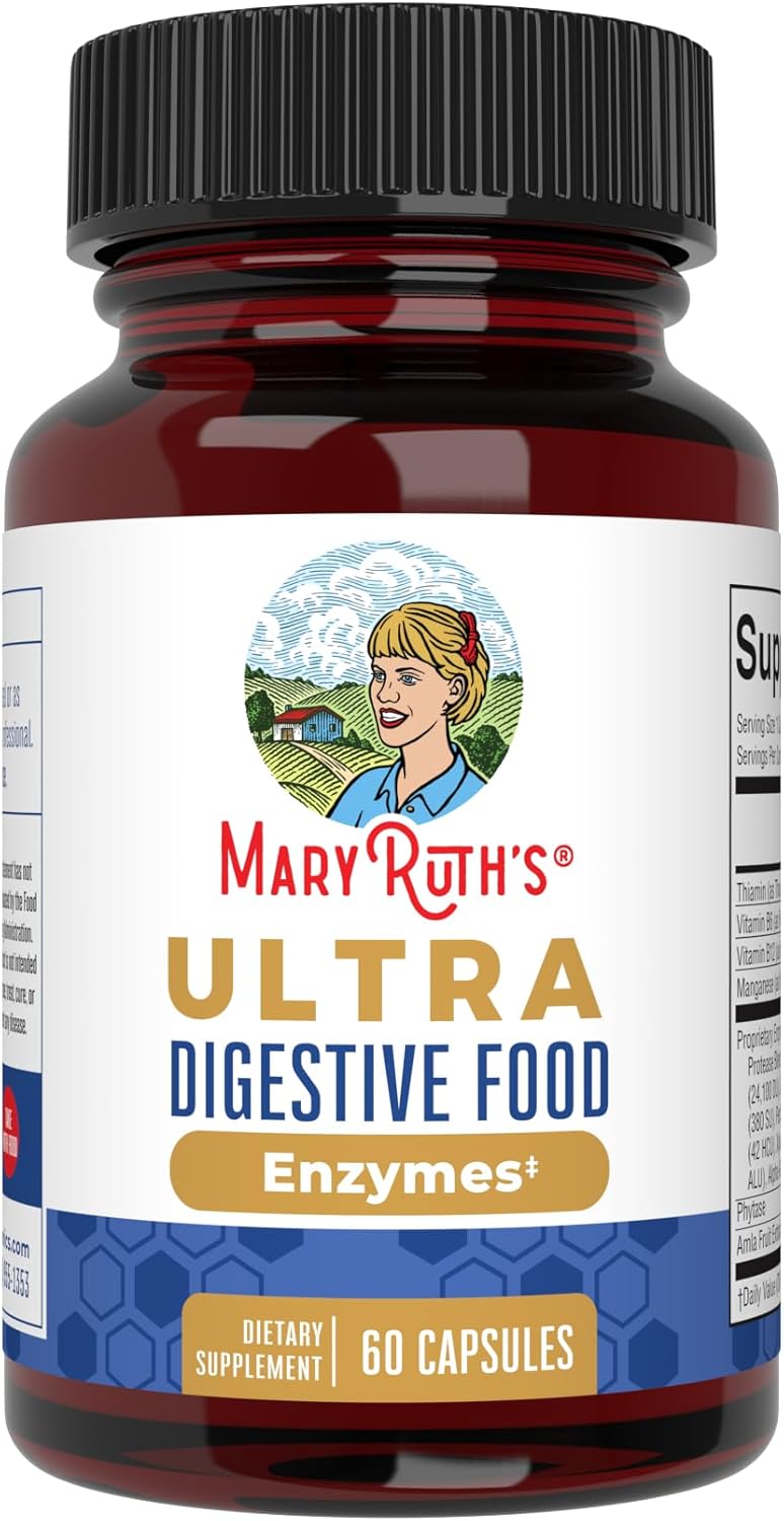 MARYRUTH'S Organics Ultra Digestive Enzymes Capsules | Up to 2 Month Supply | Supplement for Gut Health Support | Digestion & Immune Support with Amylase | Lipase & Lactase | Vegan | 60 Count
