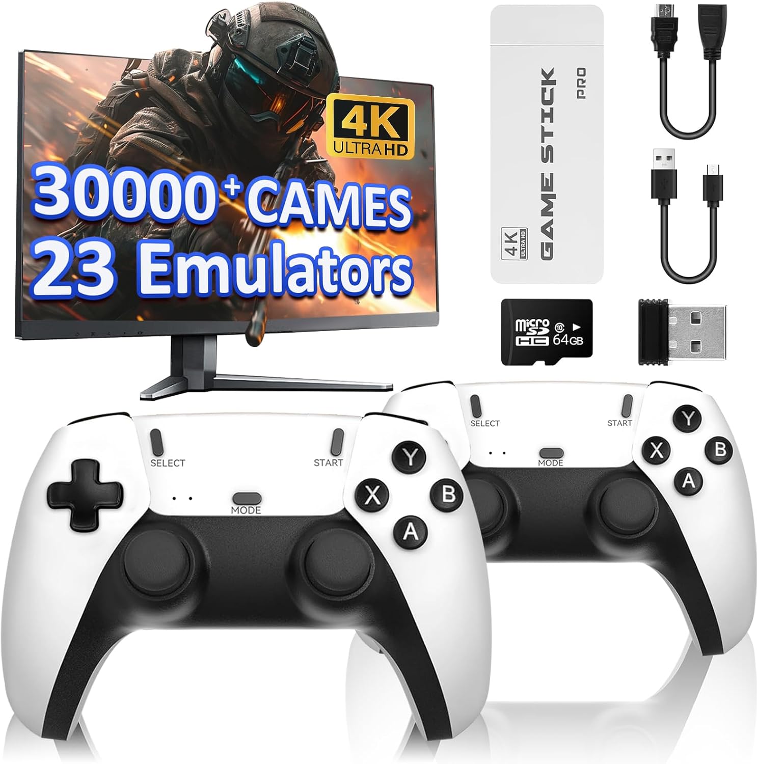 ZYGSEVE Retro Game Console, Built-in 20000+ Classic Video Games with Upgrade 2.4G Wireless Controllers, 15+ Emulators with 4K HDMI, Plug & Play TV Video Game Stick