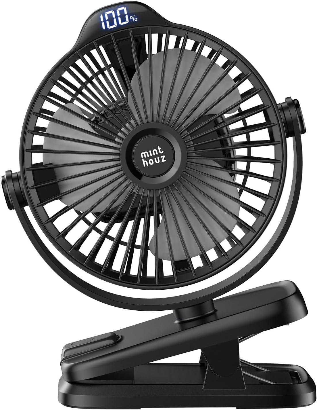 Minthouz Clip on Fan, 8000mAh USB-C Rechargeable Battery Operated Fan, 5 Speeds Portable Small Fan, Low Noise Desk Fan with Clip Ideal for Outdoor Camping/Stroller/Home/Office