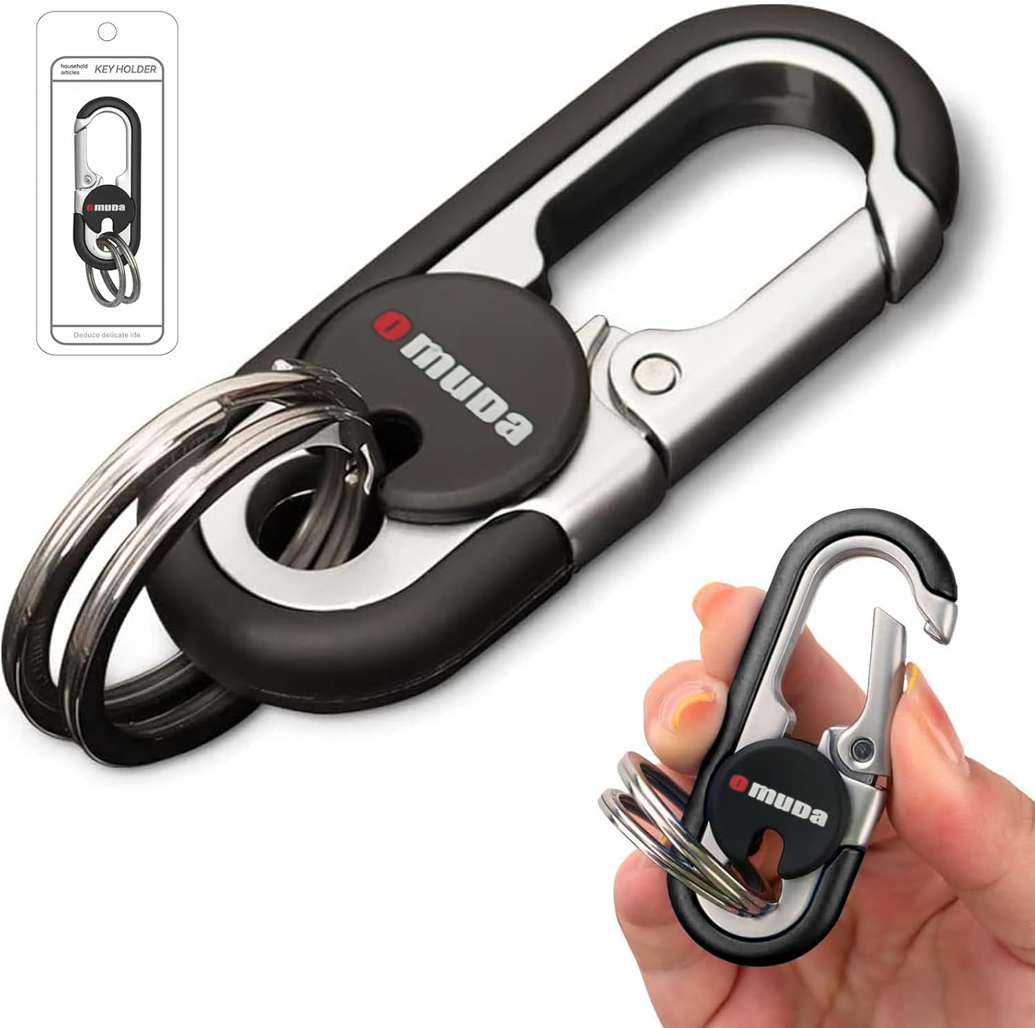 Qitiieli Men's Car Key Chain, Personalized Creative Stainless Steel Car Keychain for Men, Anti-Loss Heavy Duty Metal Key Ring