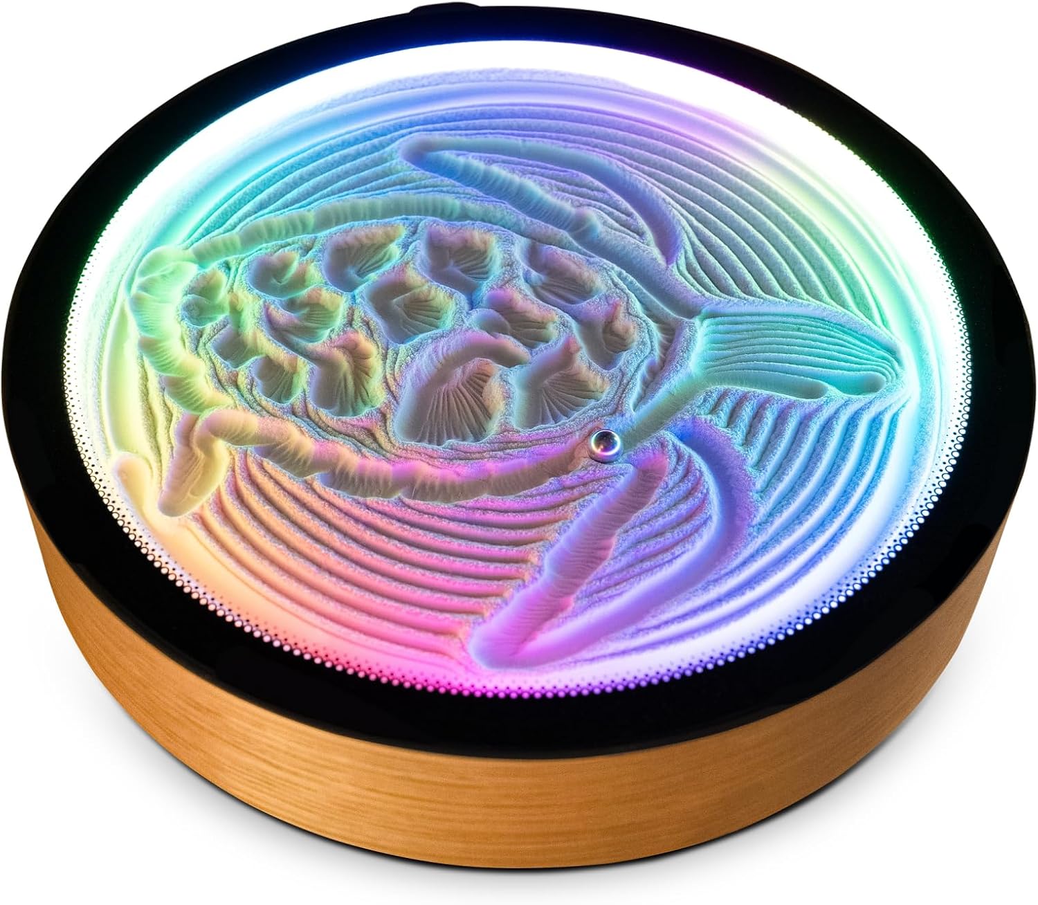 Oasis Mini Kinetic Sand Art, Real Bamboo, Zen Stress Relief, iOS and Android Compatible, with Smart LED Lighting