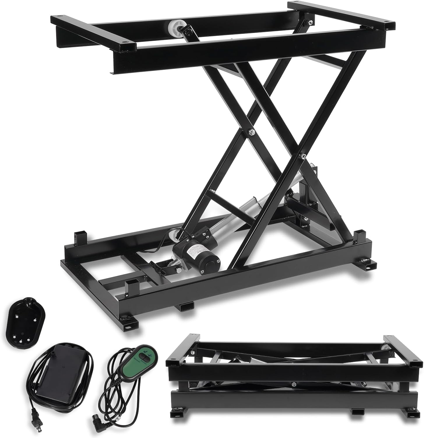 Electric Scissor Lift Table 260LBS Capacity, 180MM / 7.1" - 660MM / 25.9" Height Adjustable, 24V 120-240V Lifting Frame Black