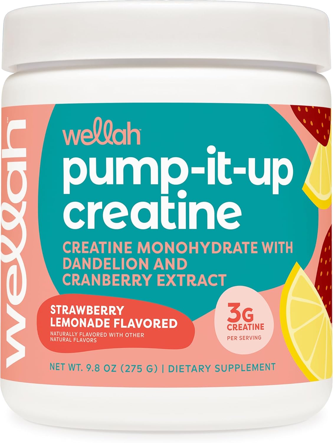 Pump-It-Up Creatine (50 Servings, Strawberry Lemonade) - Creatine Monohydrate with Dandelion, Uva Ursi, & Cranberry Extract