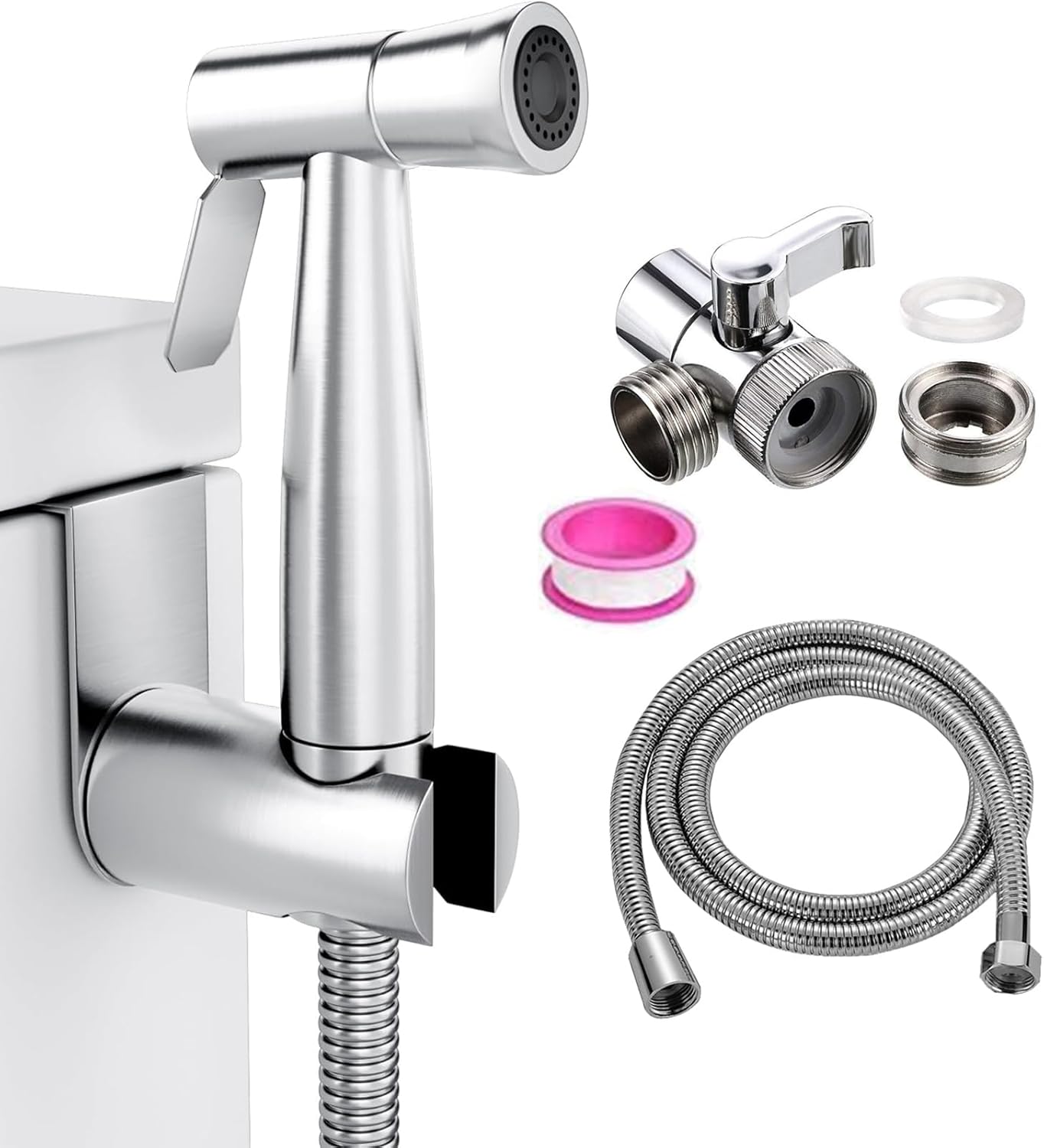 Home Handheld Bidet Baby Toilet Set with Faucet Spray, Hose and Hook and Fitting, Perfect for Washing Hair or Wash Basin