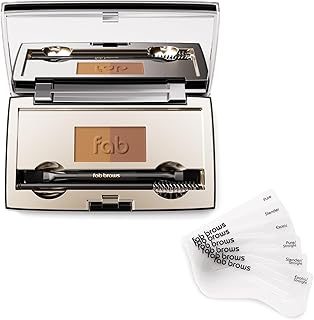 Duo Eyebrow Kit, Ultimate Brow Stencil Kit with Compact Powder Mirror and Eyebrow Shaper, Waterproof Eye Makeup Contour Palette Set for Eyebrow, Eyebrow Cosmetics, (Light/Medium Brown)