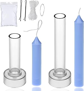 Taper Candle Mold Set-2PC Pillar Candle Molds -Perfect for Making Emergency Candles, Chime Candles, Table Candles-30 Ft. of Wick, A Mold Sealer and 2 Candle Wick Clips Included as a Gift.