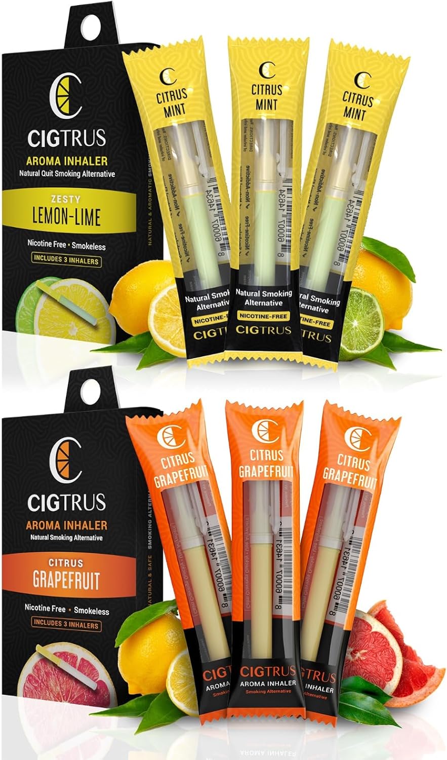 Natural Nicotine-Free & Tobacco-Free Smoking Alternative (6-Piece) - Non-Electric Craving Relief, Quit Smoking Aid with Cigtrus (Citrus Grapefruit & Lemon Lime)