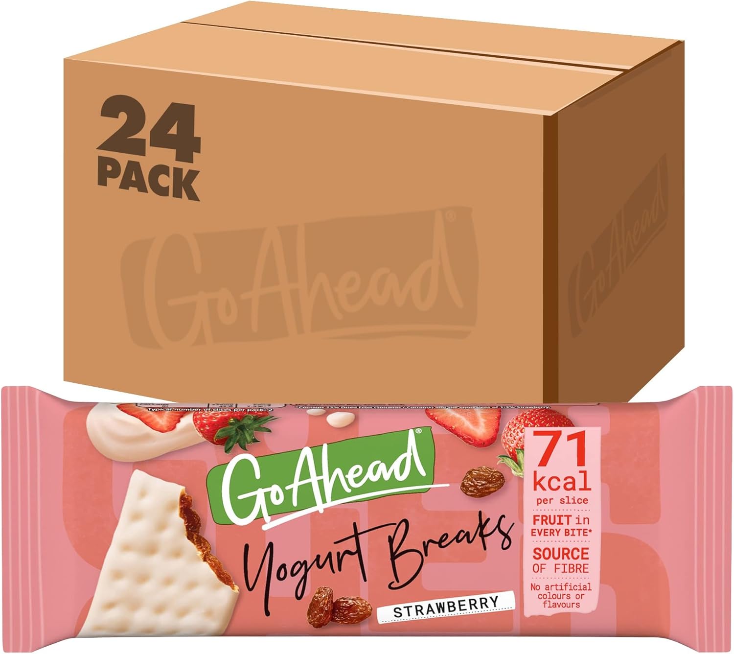 Go Ahead Yogurt Breaks Strawberry Biscuits Twin Pack, Creamy Yogurt Coated Snack Bars, 35 g (Pack of 24)