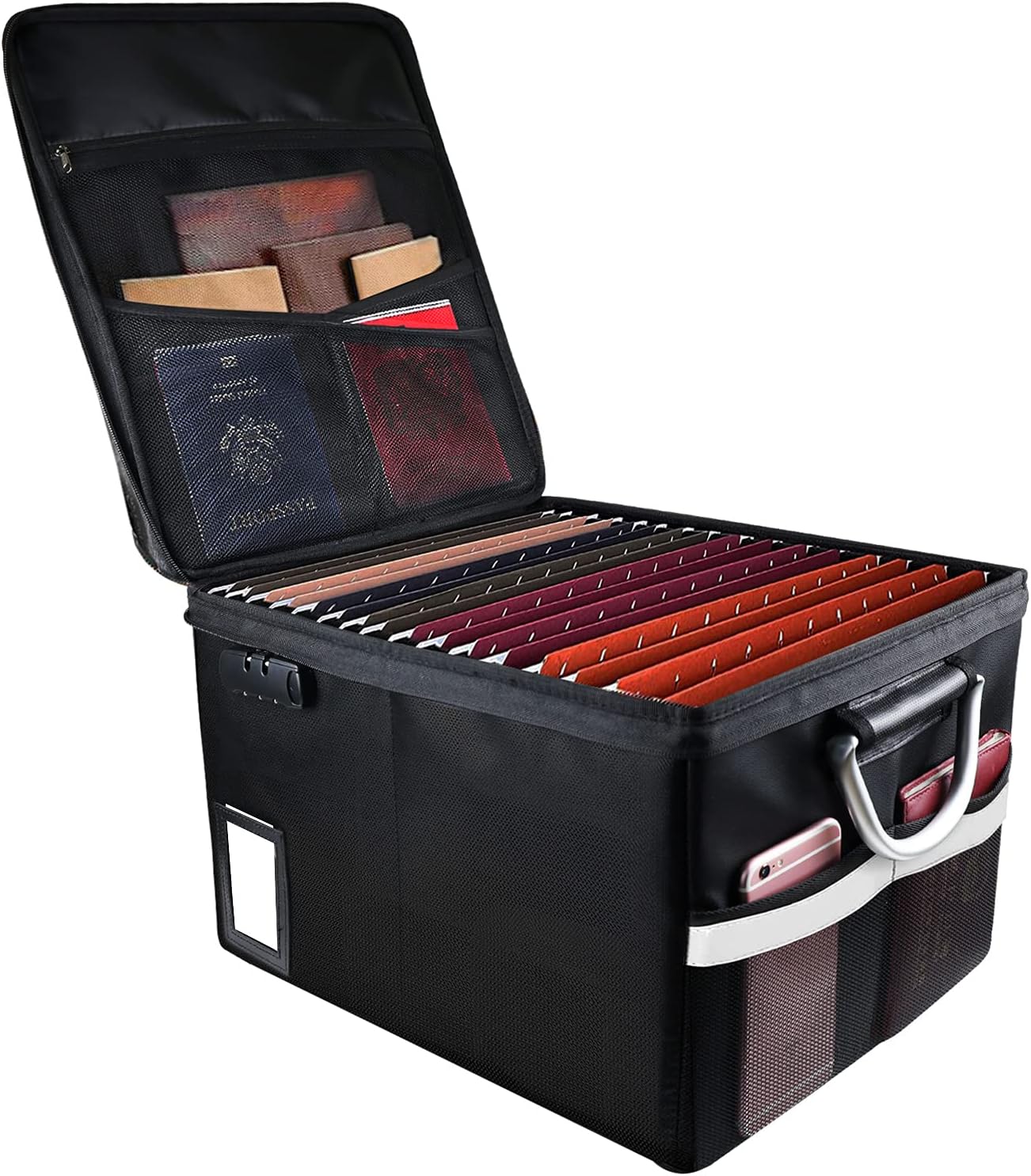 Fireproof Document File Organizer Box, Fireproof Storage Filing Cabinet Box with Lock, Portable Office Safe Box for Hanging Letter/Legal Folder 16.1 x 12.9 x 11in