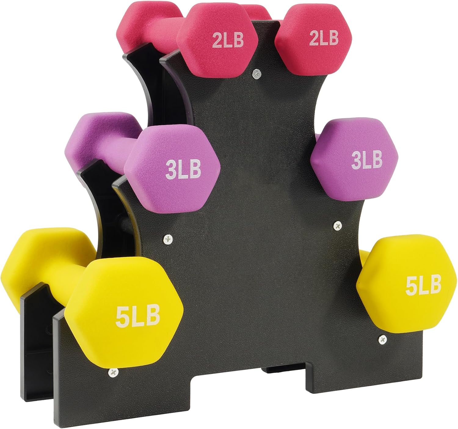 Neoprene Coated Dumbbell Set with Rack, Free Hand Weight Set For Home Gym Workout, Anti-Slip, Anti-roll, 20LBS, 32LBS, 50LBS and 56LBS Sets, Multiple Weight Options