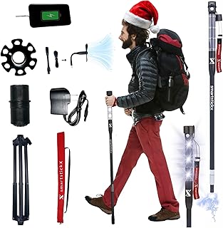 Tactical Walking Stick Staff Self Defense Stun Gun, 2 Bright LED Light Modes, Military Grade Aluminum, USB Charging Port/Fan, Outdoor Adventures, Trekking, Survival Hiking Tactical Tool