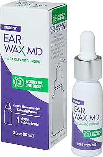 eosera EAR WAX MD - Cleaning Drops for Ear Wax |Breaks Down & Dissolves in 1 Treatment | Fast-Acting | Gentle & Safe| Clinically Proven (15mL)
