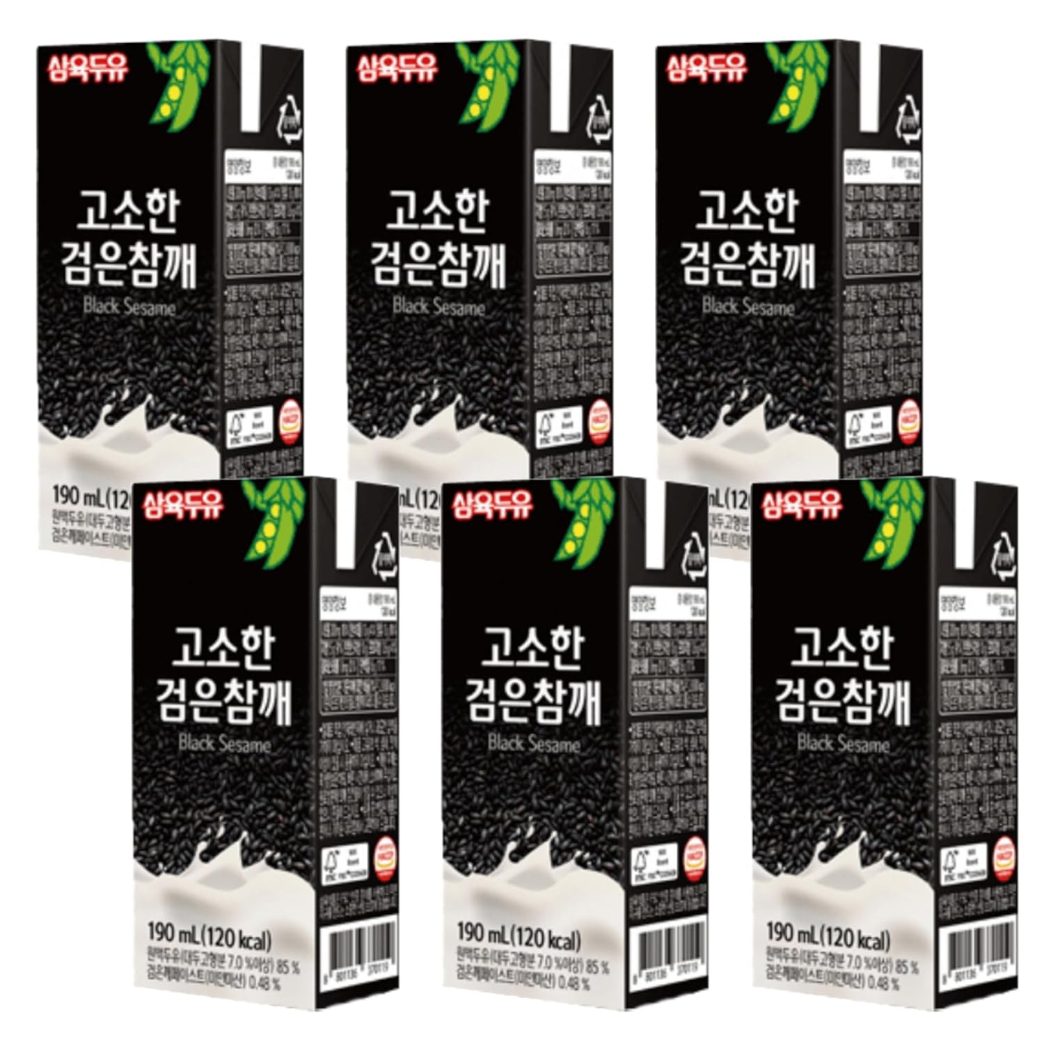 Sahmyook Korean Black Sesame Soymilk - 6.4oz (Pack of 6)