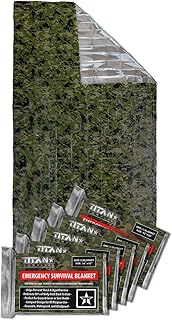 TITAN Survival - 52” x 82” Mylar Survival Blankets 5 Pack - 90% Heat Retention & Waterproof Design - Emergency Blanket Cold Weather Protection & Survival Kits - Durable Space Blanket for Outdoor Use