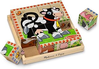 Melissa & Doug Farm Wooden Cube Puzzle With Storage Tray - 6 Puzzles in 1 (16 pcs) - FSC Certified