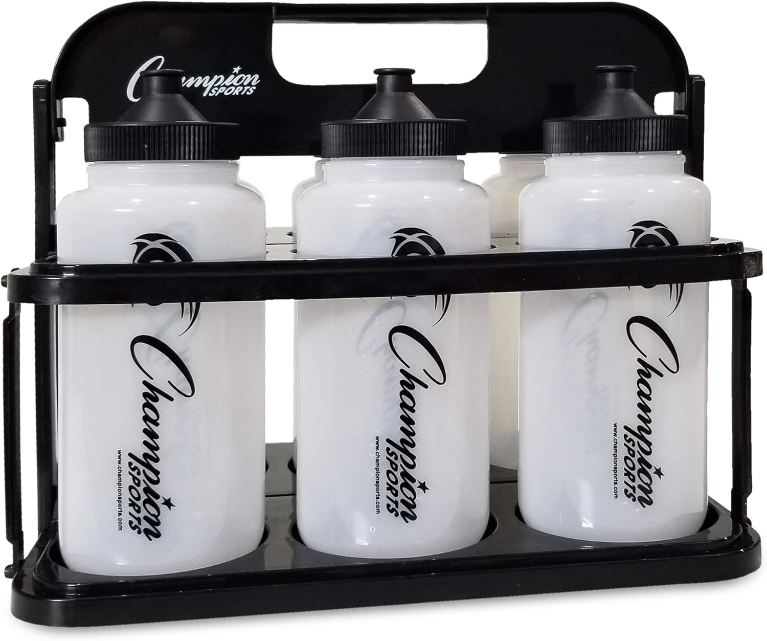 Champion Sports Plastic Water Bottle Set, Quart, Black