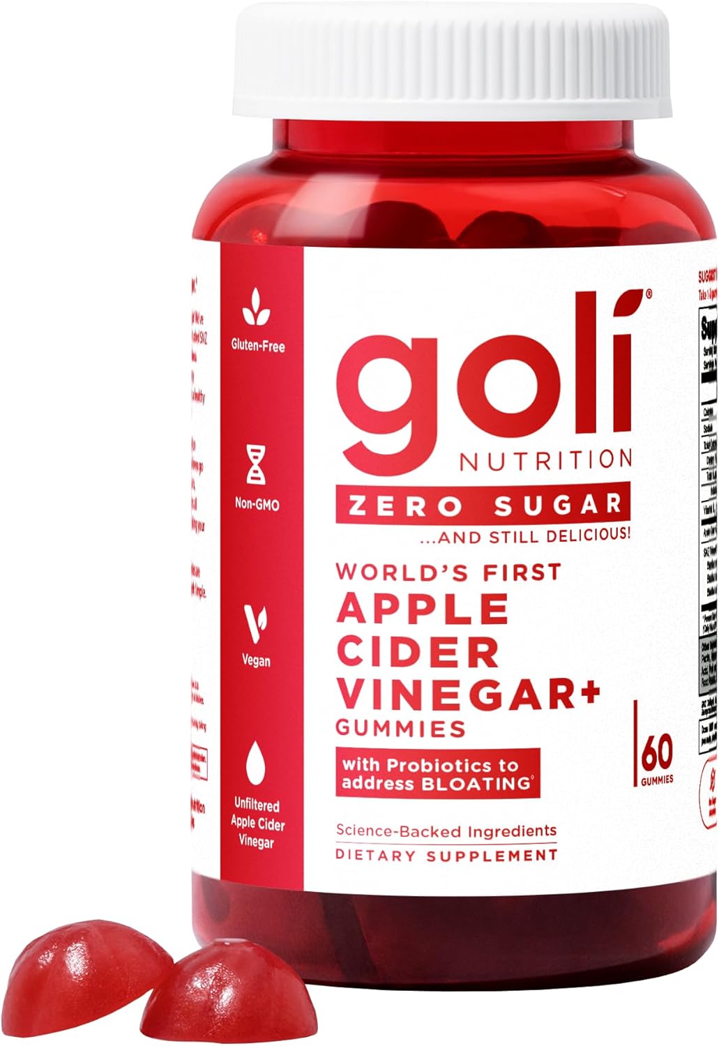 Goli Zero Sugar Apple Cider Vinegar Gummies - Vitamin B12, Probiotics to Address Bloating. No Artificial Sweeteners, No Sugar Alcohols. Vegan, Plant Based, Non-GMO, Gluten-Free & Gelatin Free. (1)