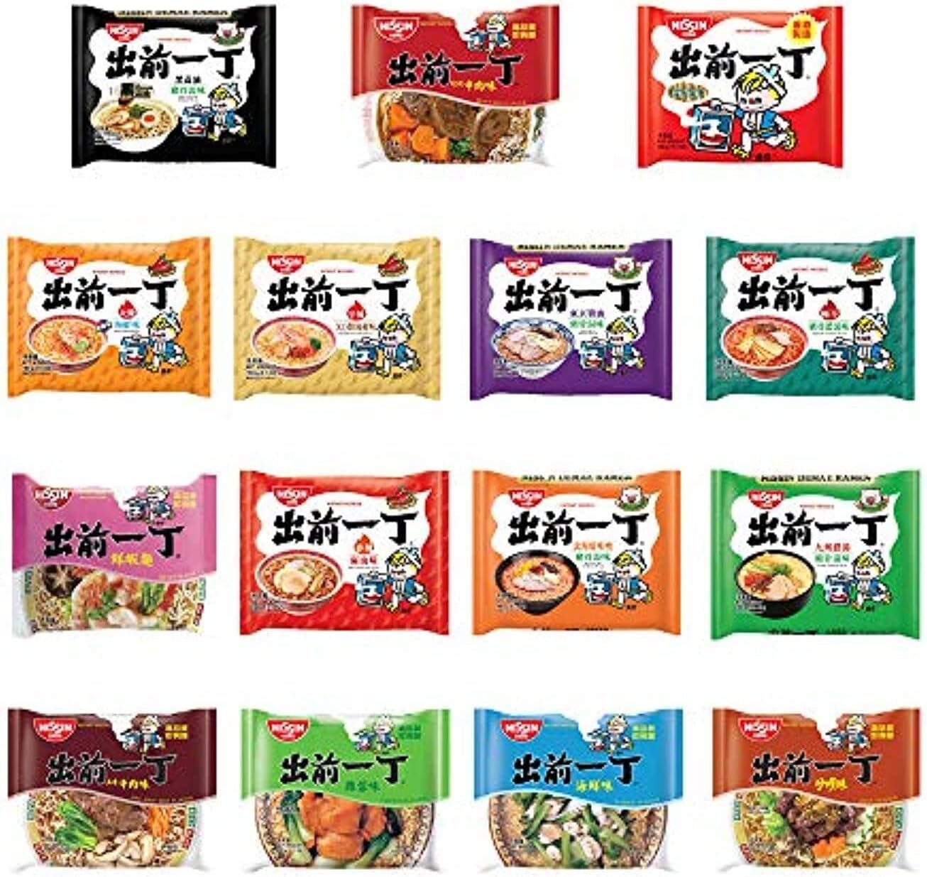 Nissin Demae Instant Noodles Ramen 10 PACKS Assorted Flavours (100g x 10) | Duck, Tonkotsu, Chicken, Miso, Sesame, Spicy, Black Sesame Oil | by Xihaha