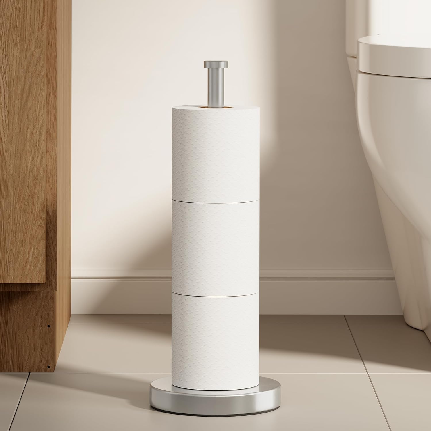 KES Toilet Roll Holder Free Standing Toilet Paper Holder, Toilet Roll Storage 3 Rolls, Bathroom Stainless Steel Toilet Roll Stand Brushed Finish, BPS201S39-2