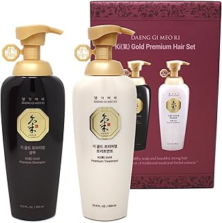 Daeng Gi Meo Ri Ki Gold Premium Shampoo and Treatment Set (500ml) - Herbal K-Beauty Moisturizing and Hydrating Hair Care for Dry and Damaged Hair.