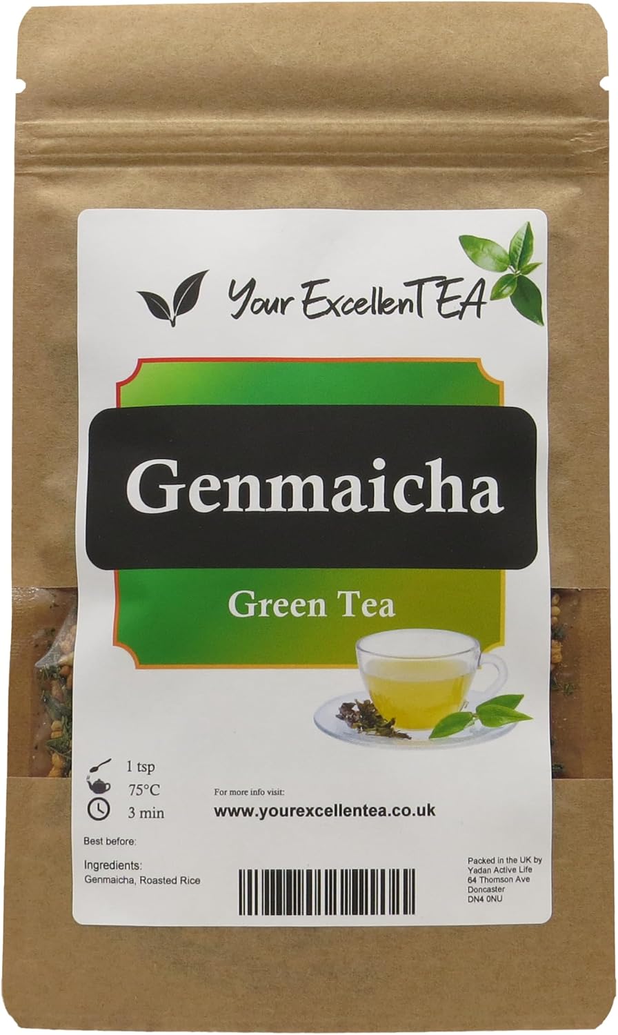 Genmaicha (100g) Brown Rice Sencha Green Tea Loose Leaf Japanese Style Roasted Rice, Flavourful, Aromatic Smooth Unique Taste Perfect Mix Combo Long Lasting Freshness, Resealable Package