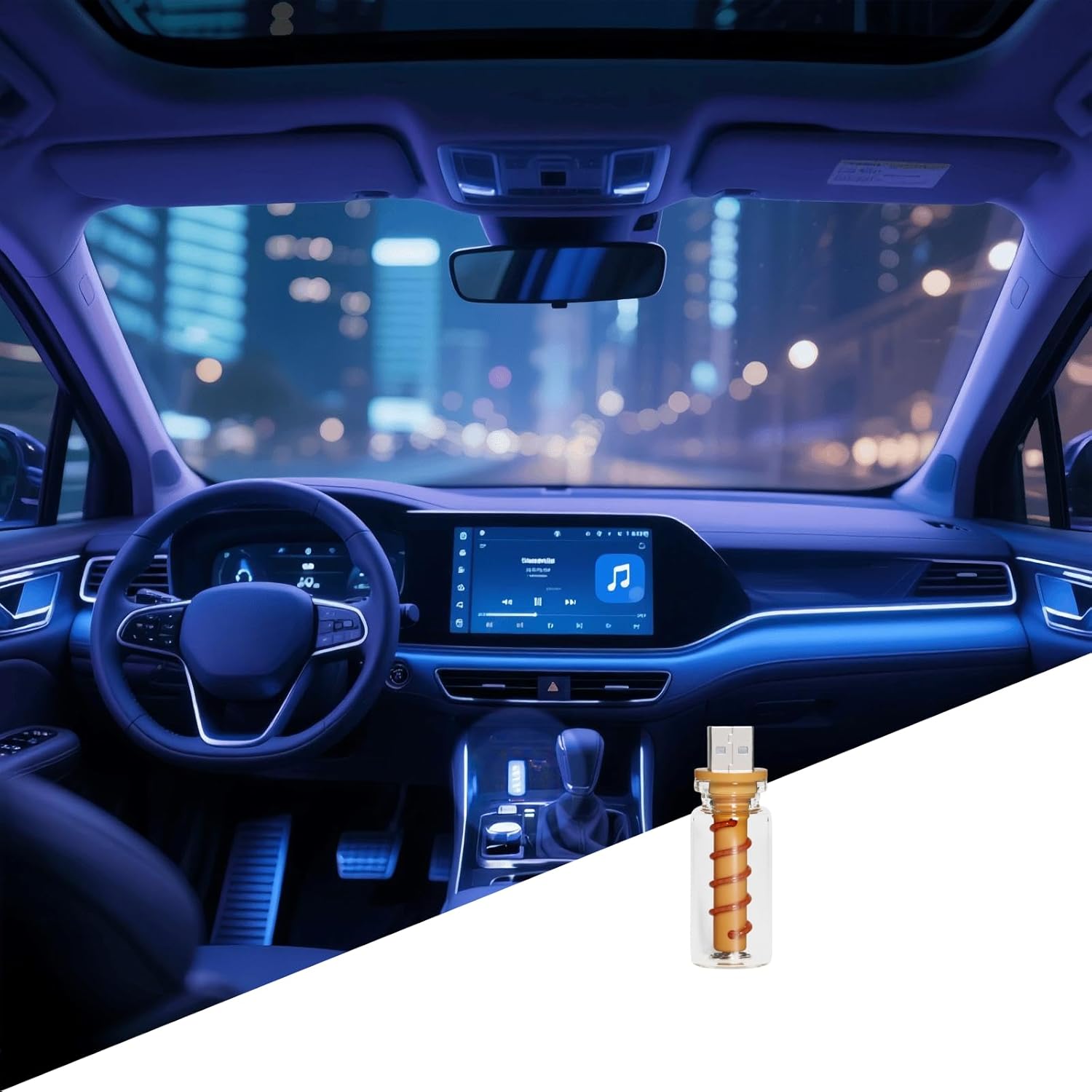 3D Dimmable Touch Control USB Car Interior Lights - Retro Creative LED Ambient Lighting, Universal USB Lights for Cars, bedrooms, Camping, Parties, mini Decorative Lights (Clear-Blue)