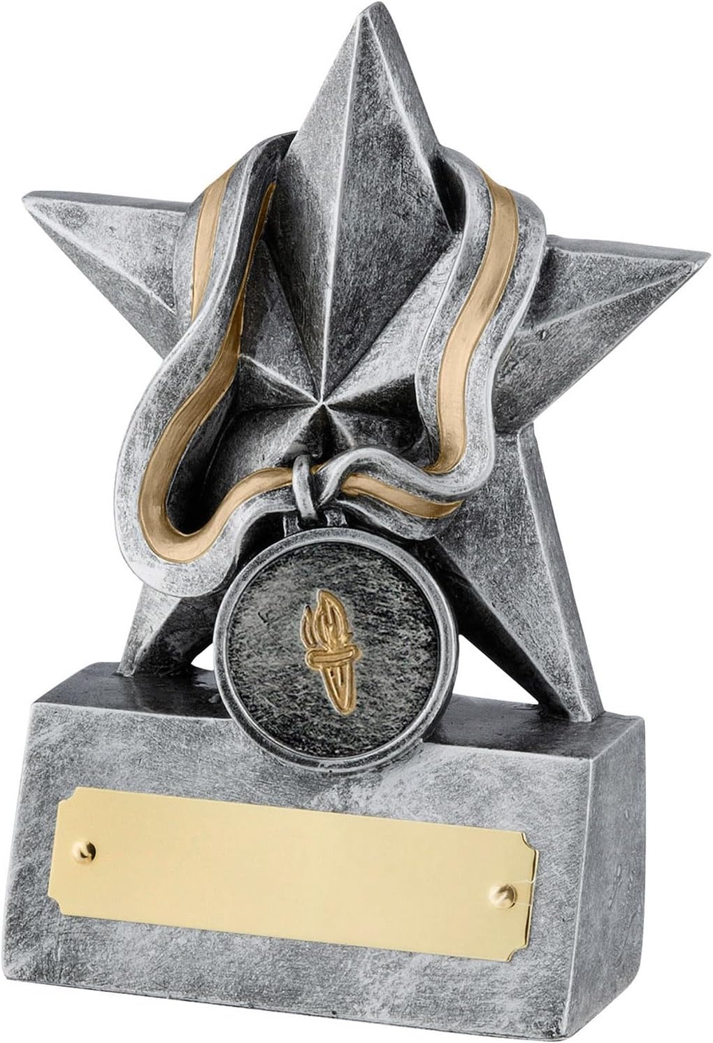 SilverTrophy: Star Medal Award - Well Done, Competition Winner, Champion, Celebrate Success, Corporate Achievement, School, Kids Party, Motivation, Race Winner, Participation, Sports Hero.