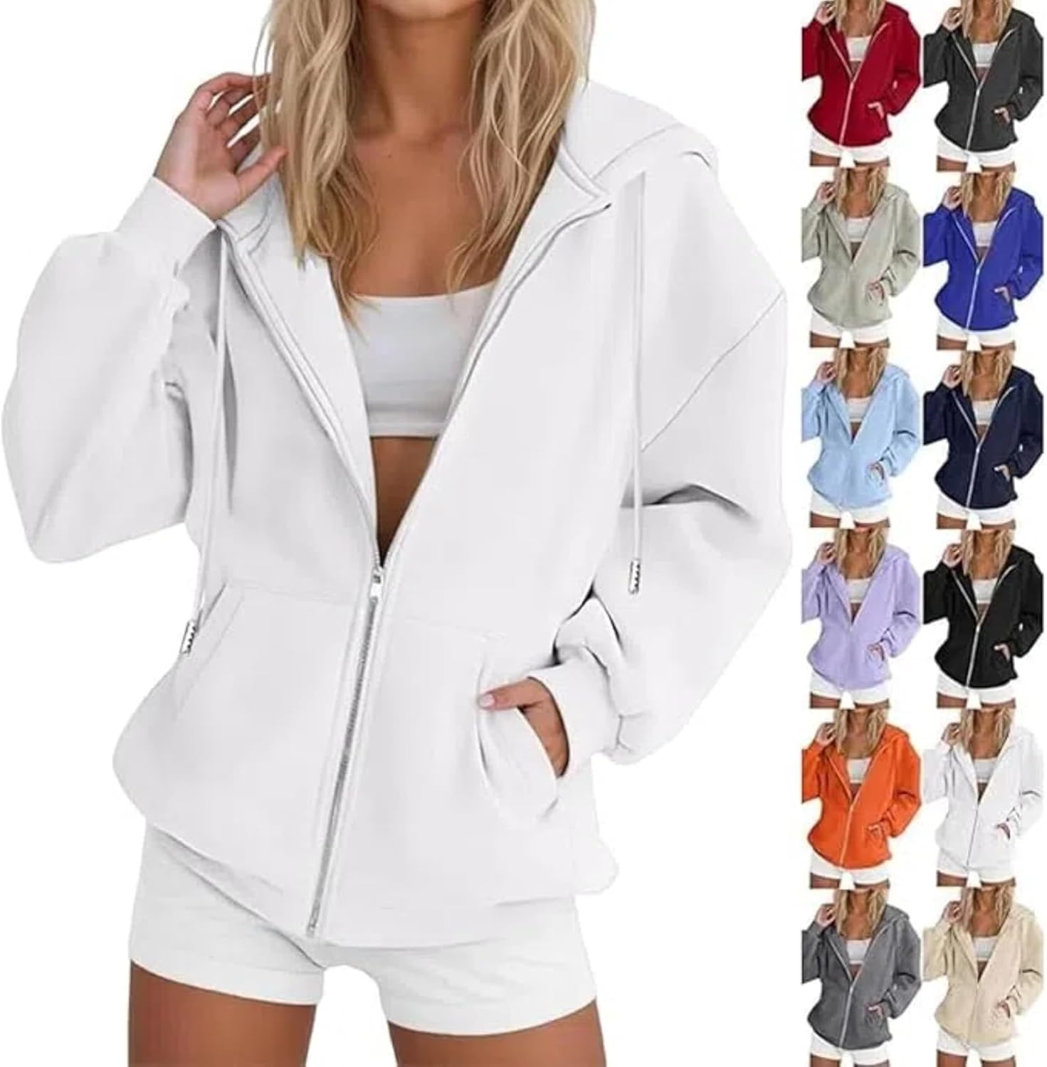 Womens Zip Up Hoodies 2025 Fall Winter Trendy Long Sleeve Hooded Sweatshirts Long Sleeve Comfy Casual Y2k Jacket