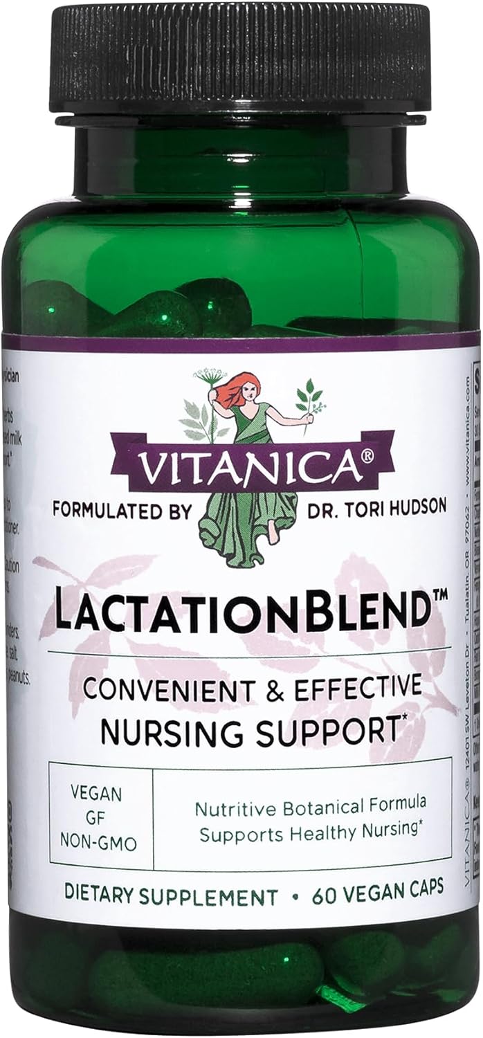 Vitanica LactationBlend, Lactation Supplement for Increased Breast Milk Supply and Flow Organic Breastfeeding Support, with Fennel, Milk Thistle, Fenugreek and More, Non-GMO, Vegan, 60 Capsules