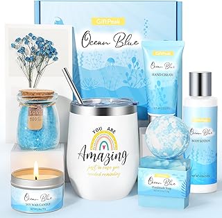 Birthday Gifts for Women, Ocean Scented Relaxing Spa Gift Basket for Women, Gifts for Women Mom Her Wife Sister Friends, Self Care Gifts Bath and Body Gifts Set for Women Christmas Mother's Day Gifts