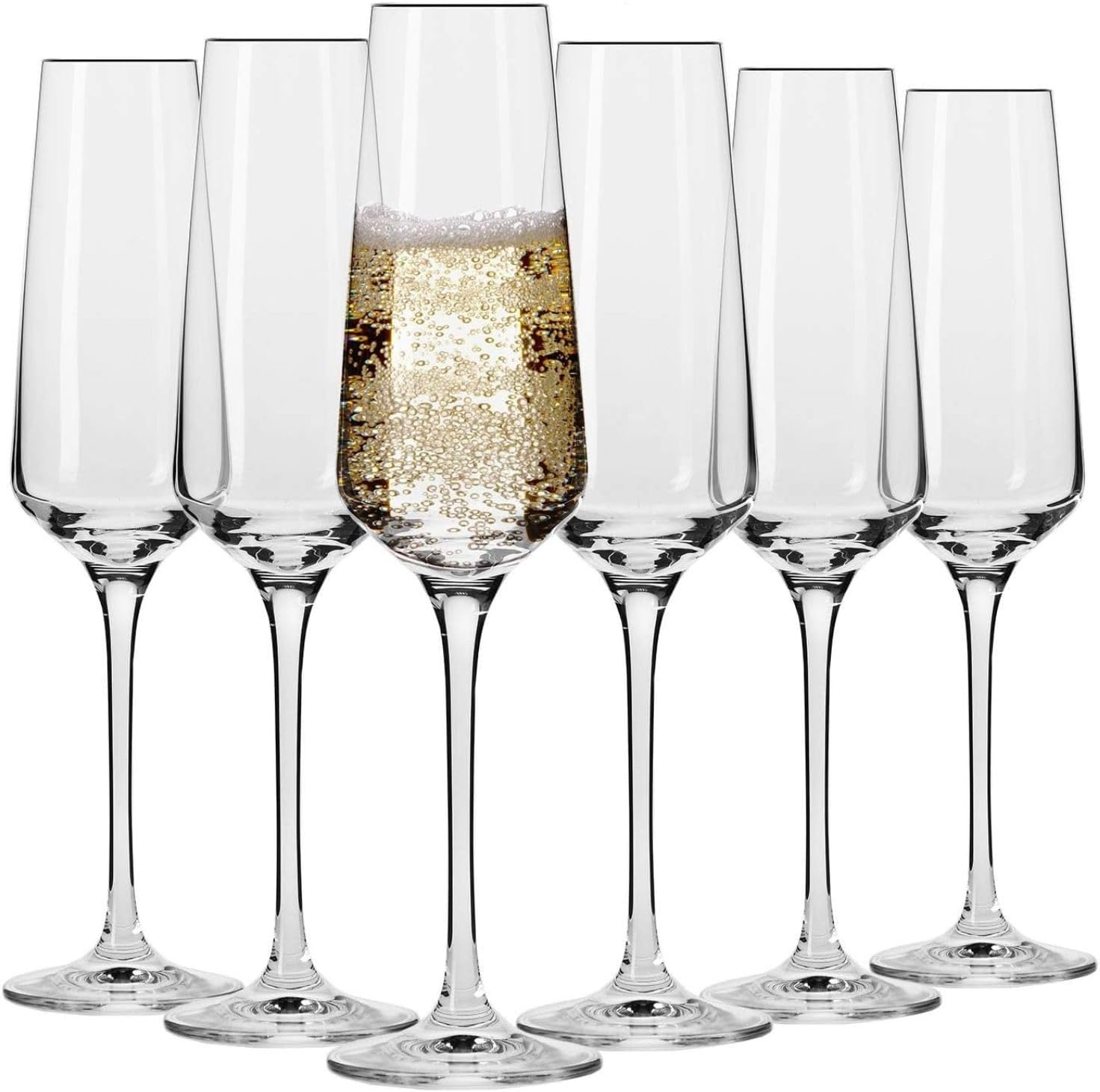 Krosno Crystal Champagne Prosecco Flutes | Set of 6 | 180 ML | Avant-Garde Collection | Wedding Gift Wine Glasses Gift Box Cocktail Glasses | Perfect for Home, Restaurants & Kitchen | Dishwasher Safe